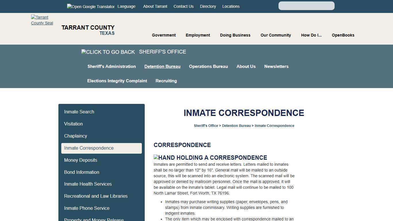 Inmate Correspondence